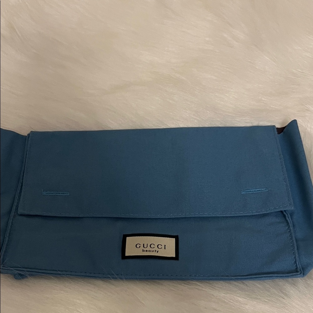 Gucci Blue Fold-Over Cosmetic Pouch